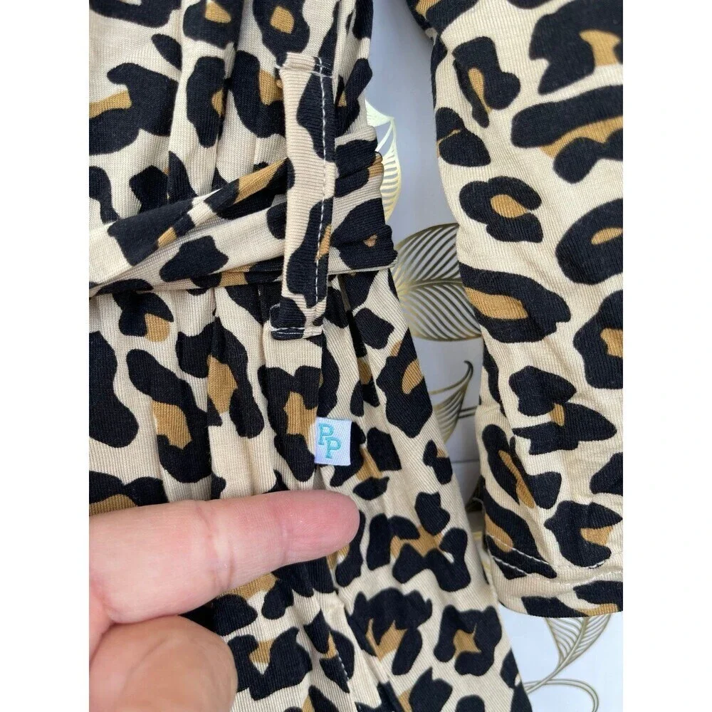 Posh Peanut Leopard Print Bamboo Robe | Mob Wife Aesthetic Loungewear Small